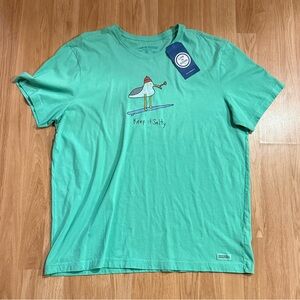 NEW Life Is Good Men’s Keep It Salty Seagull Crusher Tee - Mint Green - Size XL